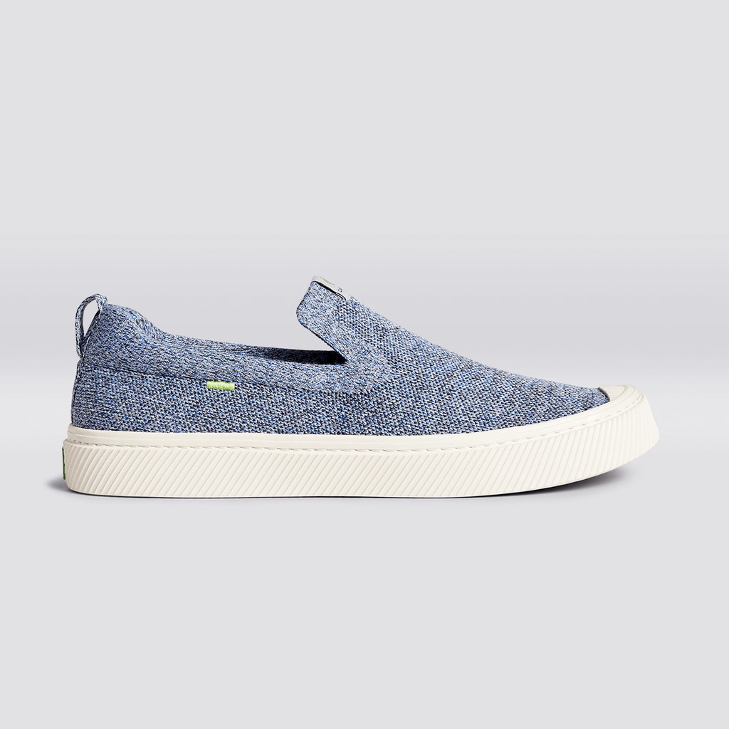 IBI Slip-On Cariuma Low Top Bamboo Weave Knit Vegan Bleu Homme | BJS-6687385